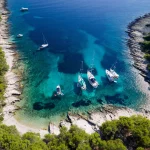 Croazia Vista aerea Otok Žirje, Luftaufnahme Zirje Bucht, Sebenico