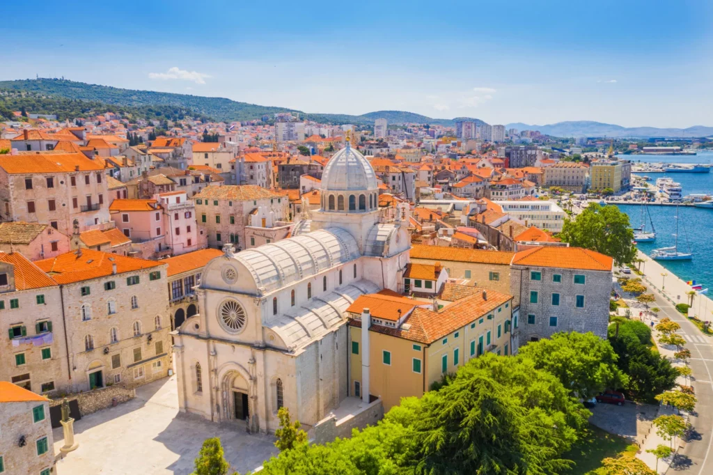 Croatia city of sibenik panoramic view od the old town center and cathedral of st james most important architectural monument of the renaissance era in croatia unesco world heritage stockpack adobe stock Croatia, city of Sibenik, panoramic view od the old town center and cathedral of St James, most important architectural monument of the Renaissance era in Croatia, UNESCO World Heritage